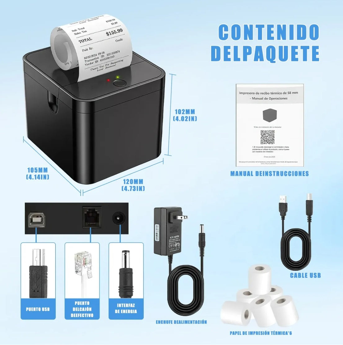 Impresora de tickets 58 mm POS nueva