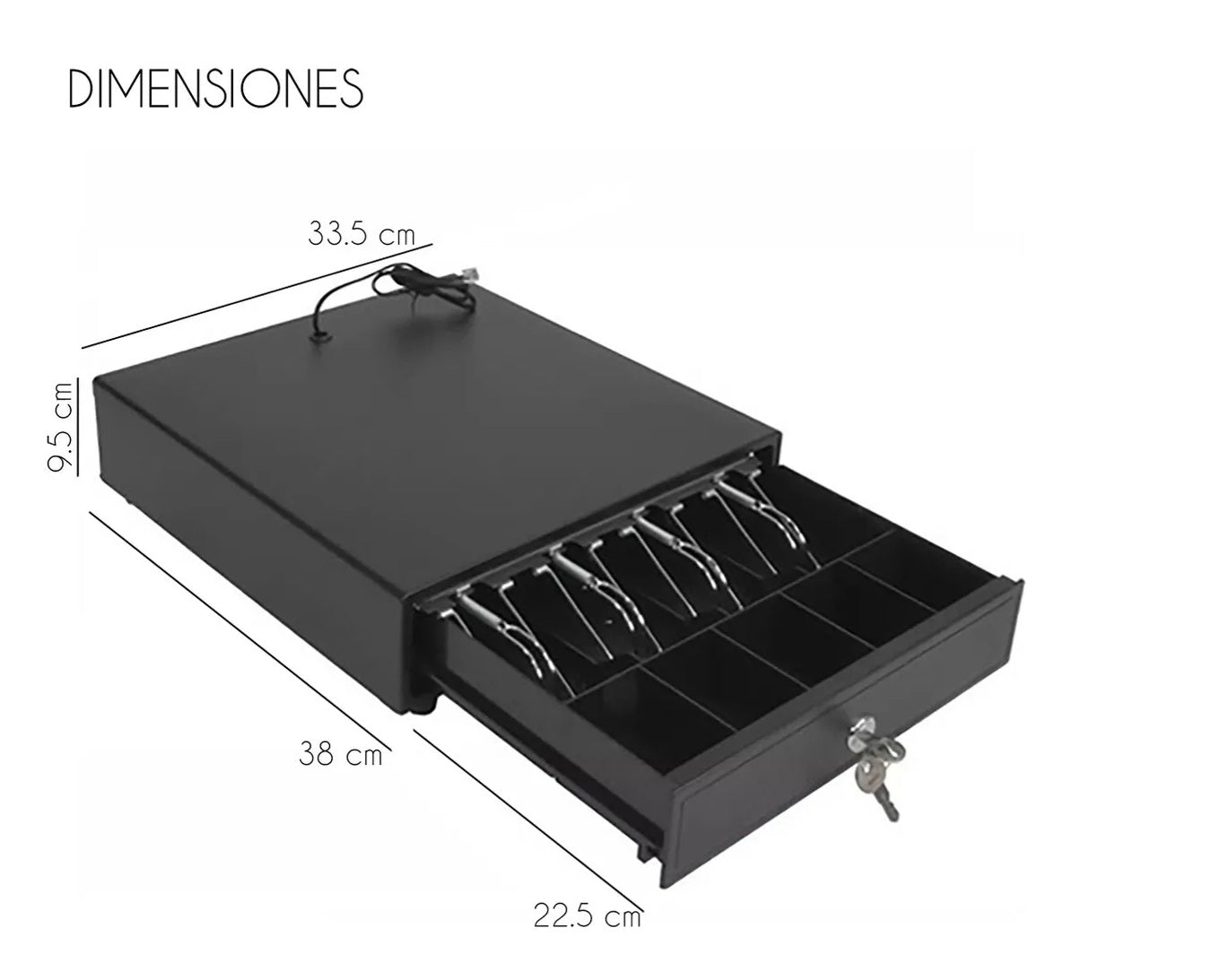 Cajon de dinero 4 Divisiones Billetes y 5 Monedas Negro POS Nuevo