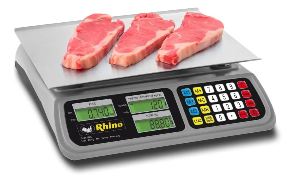 Báscula Digital 40kg Rhino Bar8 Rs Compatible con punto de venta